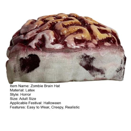Zombie Brain Cap Creepy Latex Headpiece Realistic Brain Hat Halloween Costume Headwear for Cosplay Horror Themed Parties