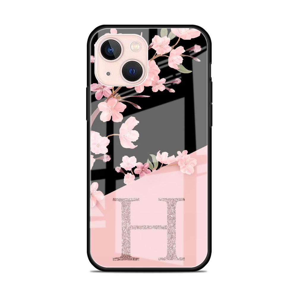 

Стеклянный чехол для Apple iPhone 14 13 Pro 11 12 7 8 Plus SE 2022 XR X XS Max 6 6S Чехол для телефона с индивидуальным дизайном, цветок сакуры, инициал iPhone 6 6S