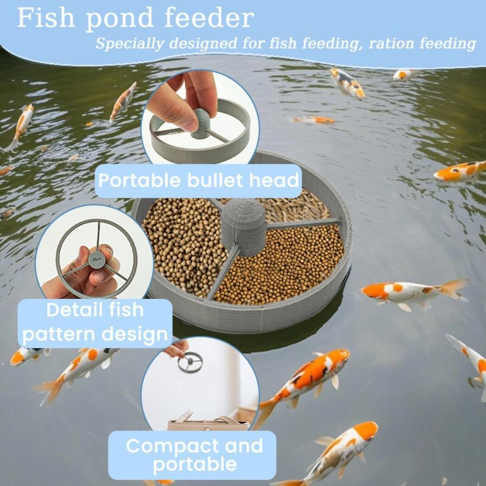 3pcs Round Floating Fish Feeding Ring Plastic Gray Aquarium Food Feeder Durable Pond Fish Feeder for Guppy Betta Turtle