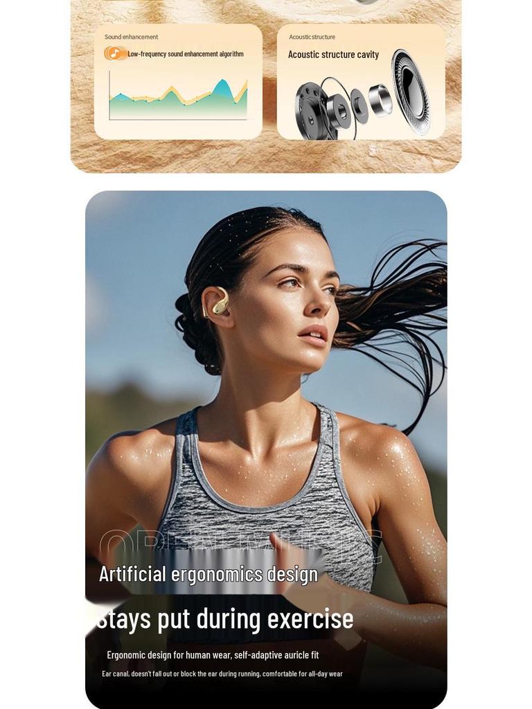 Multilingual AI Translation Bluetooth Earphones with Long Battery Life for Over-Ear Sports Use