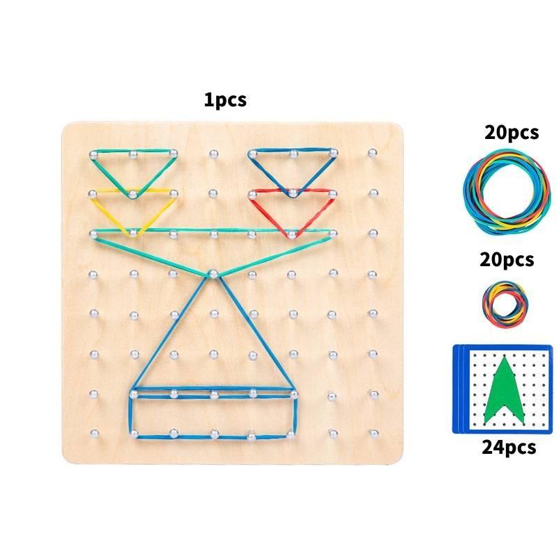 Creative Montessori Educational Wooden Peg Board For Cognitive Geometry And Color Recognition
