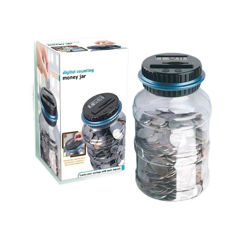 Creative Smart Counting Piggy Bank 1.8L Pound, Euro and Dollar Piggy Bank Large Bucket Piggy Bank