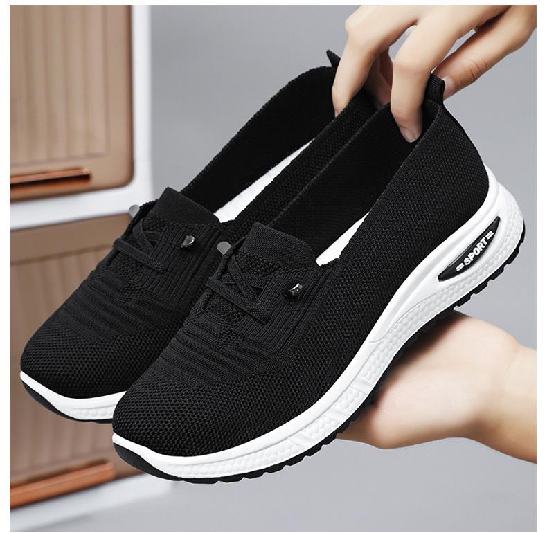 Women's Versatile Fly-knit Lace-up Casual Shoes - Breathable, Lightweight, Soft Sole Mesh Design