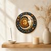Indoor And Outdoor Wall Decor Sun Moon Art, 8Inch Round Metal Sign, Exotic Home Decoration Boho for Living Room Bedroom Entrance