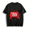 2026 Happy New Year Themed Printed Casual Loose Unisex Long Sleeve T-Shirt Pure Cotton T-shirt