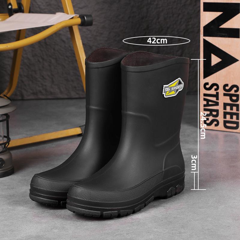 

Large Size Rain Shoes Men s Non-slip and Wear-resistant Outdoor Chef Work Fleece Medium Rain Boots 39