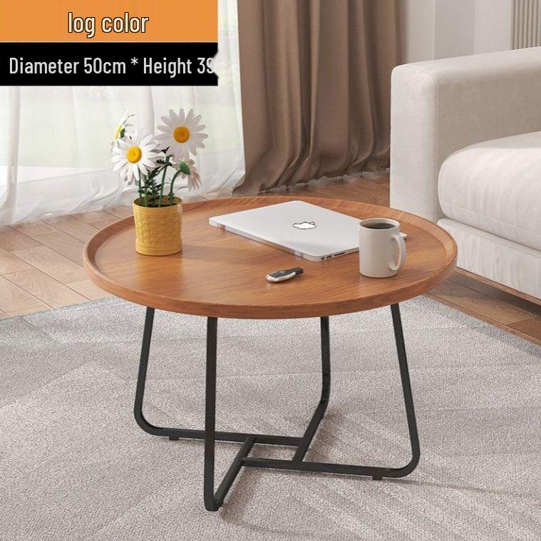 Walnut Minimalist Round Side Table – Italian Luxury Coffee Table for Living Room
