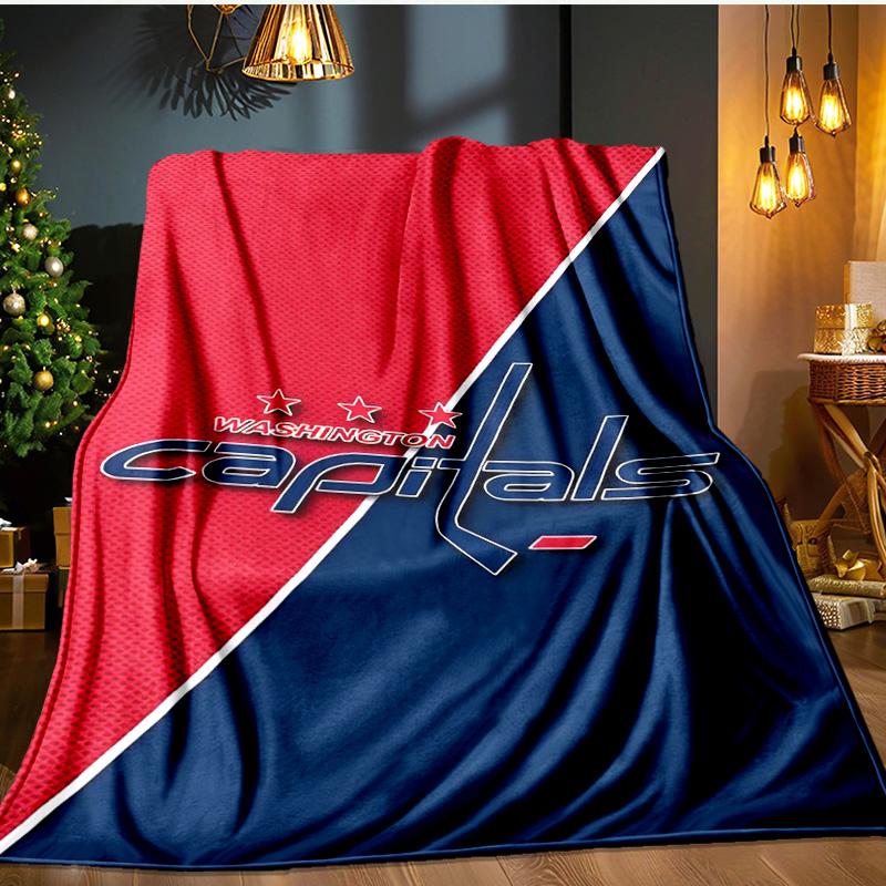 Capitals Ice Hockey Blanket Flannel Throw for Sofa, Indoor, Camping, Living Room, Office, Chair, And Bed Soft Birthday Gift