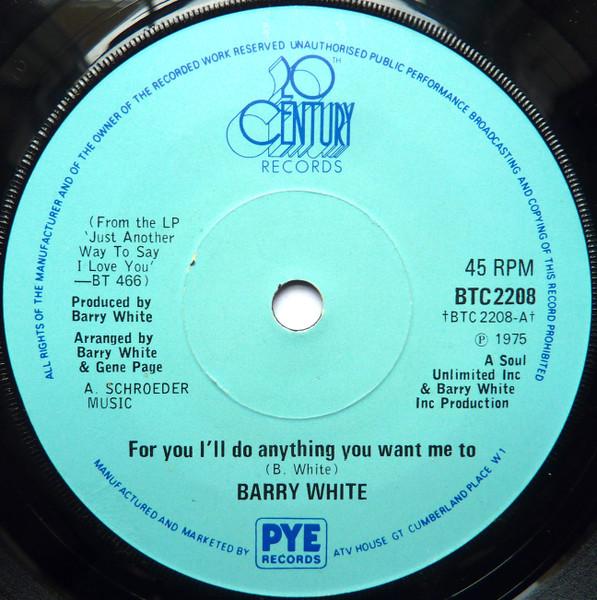 

7inch Record BARRY WHITE For You Ill Do Anything You Want M BTC2208 20TH CENTURY 1975 UK SoulFunk Used