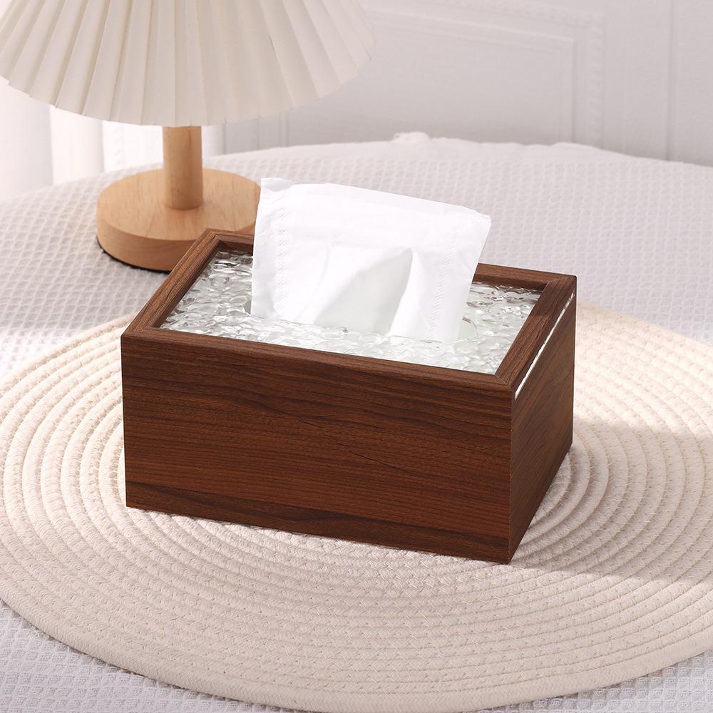 Rectangle Walnut Wood Grain Tissue Box Elegant Napkin Holder Wood Draw Paper Box  Restaurants