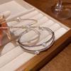 Bridal Jewelry Rhinestone Bracelet Double-layer Wrist Ornament Simple Opening Bangles  Ladies