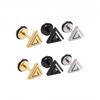 2pcs Fashion Punk Screw Back Stainless Steel Hollow Triangle Stud Earrings For Men Women Piercing Ear Gothic Jewelry Decoration