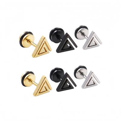 2 Stück Modische Punk Schraubverschluss Edelstahl Hohl Dreieck Ohrstecker Für Männer Frauen Piercing Ohr Gotischer Schmuck Dekoration