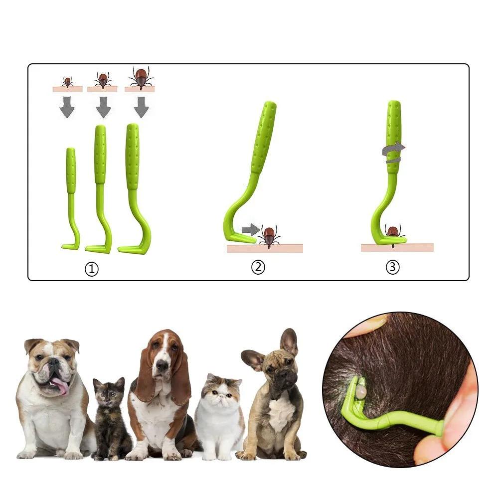 3pcs Pet Flea Tool Kit Plastic Tick Removal Tweezers Tick Remover Pet Scratcher Cat and Dog Grooming Supplies Accessories
