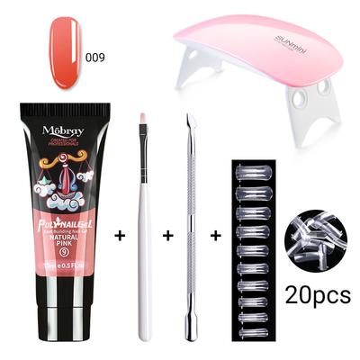 Poly Extention Gel Set Nail Art Clipper Acrylic Gel Kit Clear Camouflage Color Nail Tip Form Crystal UV Gel Brush Nail Art Tools