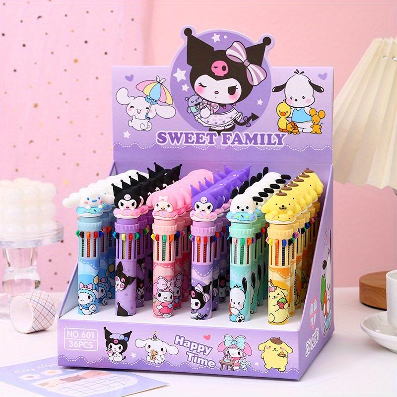 

36pcs 0.7mm Sanrio Ballpoint Pen Kuromi Hello Kitty 10-color Cute Cartoon Press Writing Pen School Supplies Stationery Students Back to school season Random style 36pcs