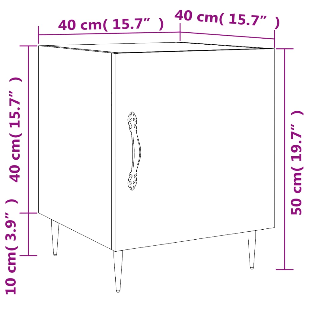 Nightstands 2 pcs High Gloss White 40 x 40 x 50 cm Engineered Wood