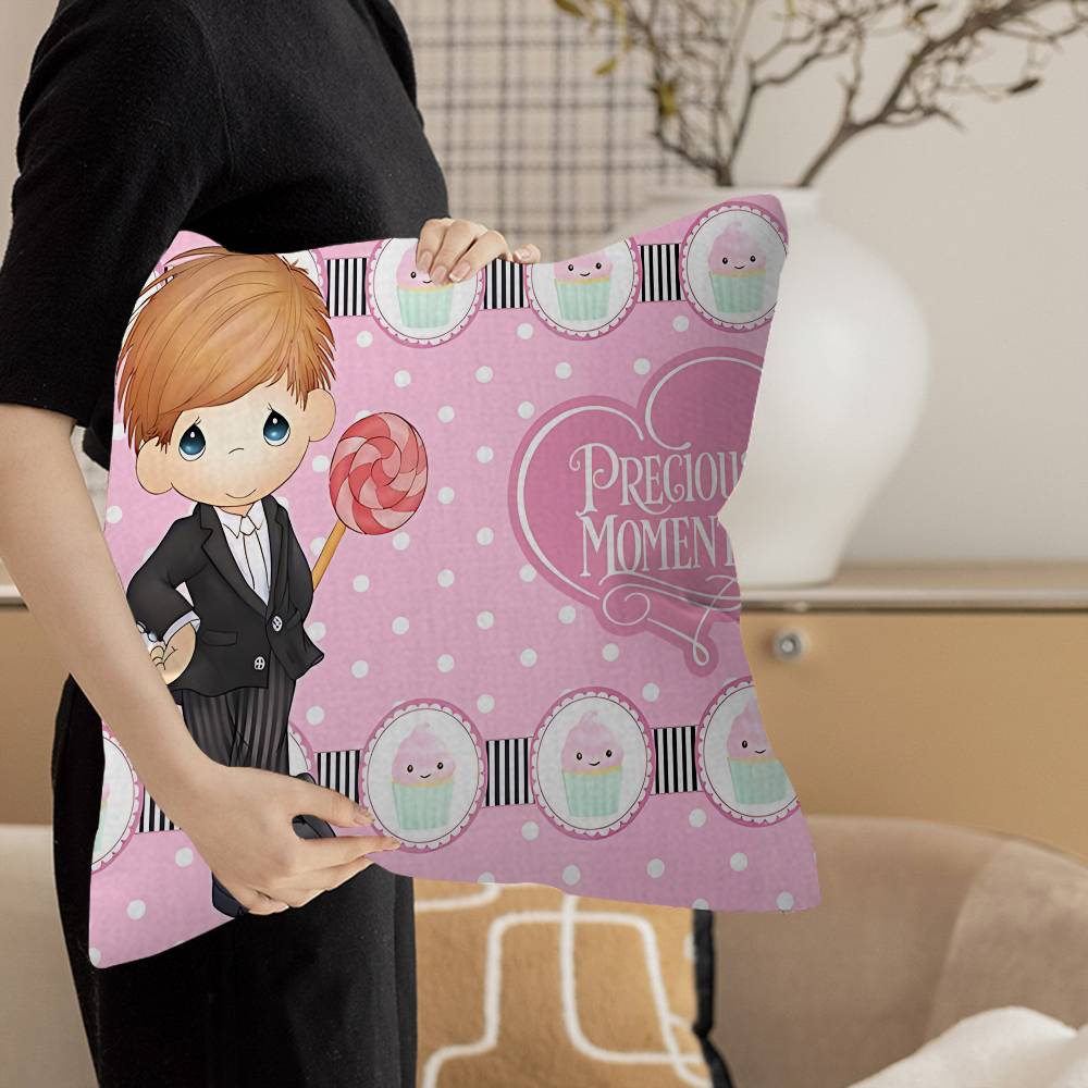 Precious Moments Cute Pillow Covers Cartoon Sofa Decorative Home Double-Sided Printing Short Plush Cute Cushion Cover