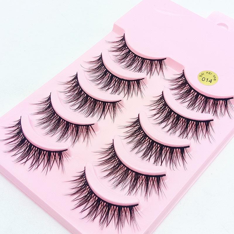 Cartoon Barbie Beginner False Eyelashes - Natural Thick 5 Pairs