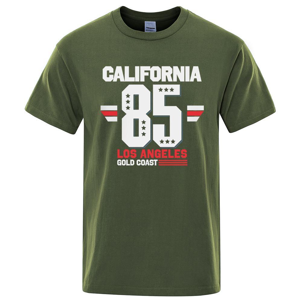 California 85 Los Angeles Gold Coast T-Shirt Casual Loose Tops Oversized Summer Tee Clothes Fashion Cotton Crewneck Men Clothes