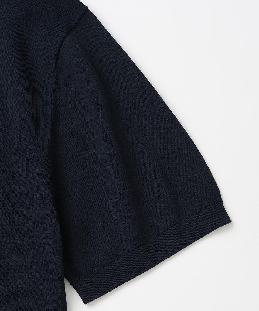 XOX Basic Cool Henley Neck Crop Short Sleeve Knit [Navy]