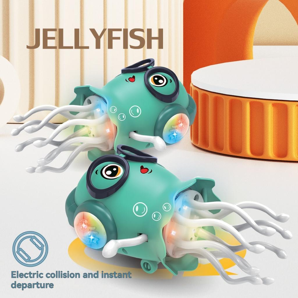 Children's electric quirky dancing octopus jellyfish automatic obstacle avoidance toy car music light decompression toy