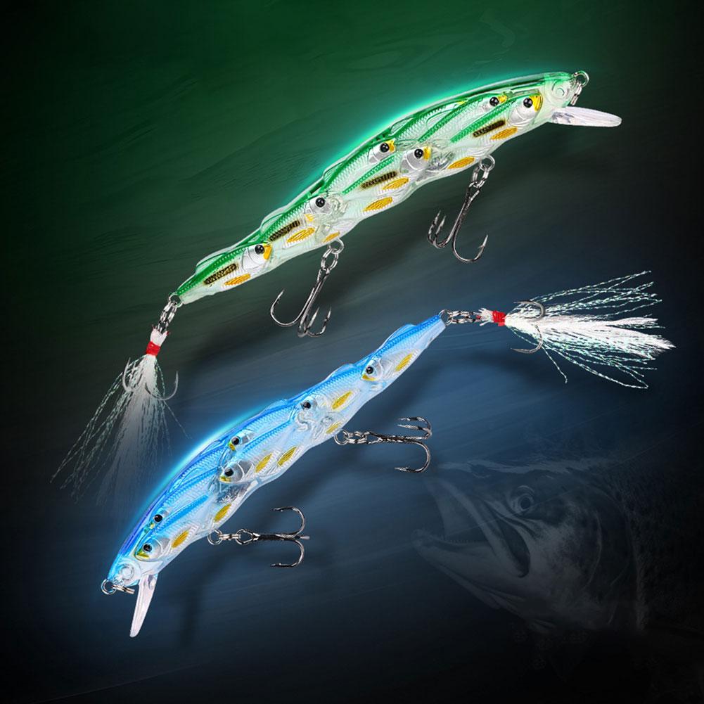 3Pcs Fishing Lures 3D Artificial Hard Fishing Bait Slow Sinking Crank Wobble Bait With Feathered Sharp Hook Fishing Accessories