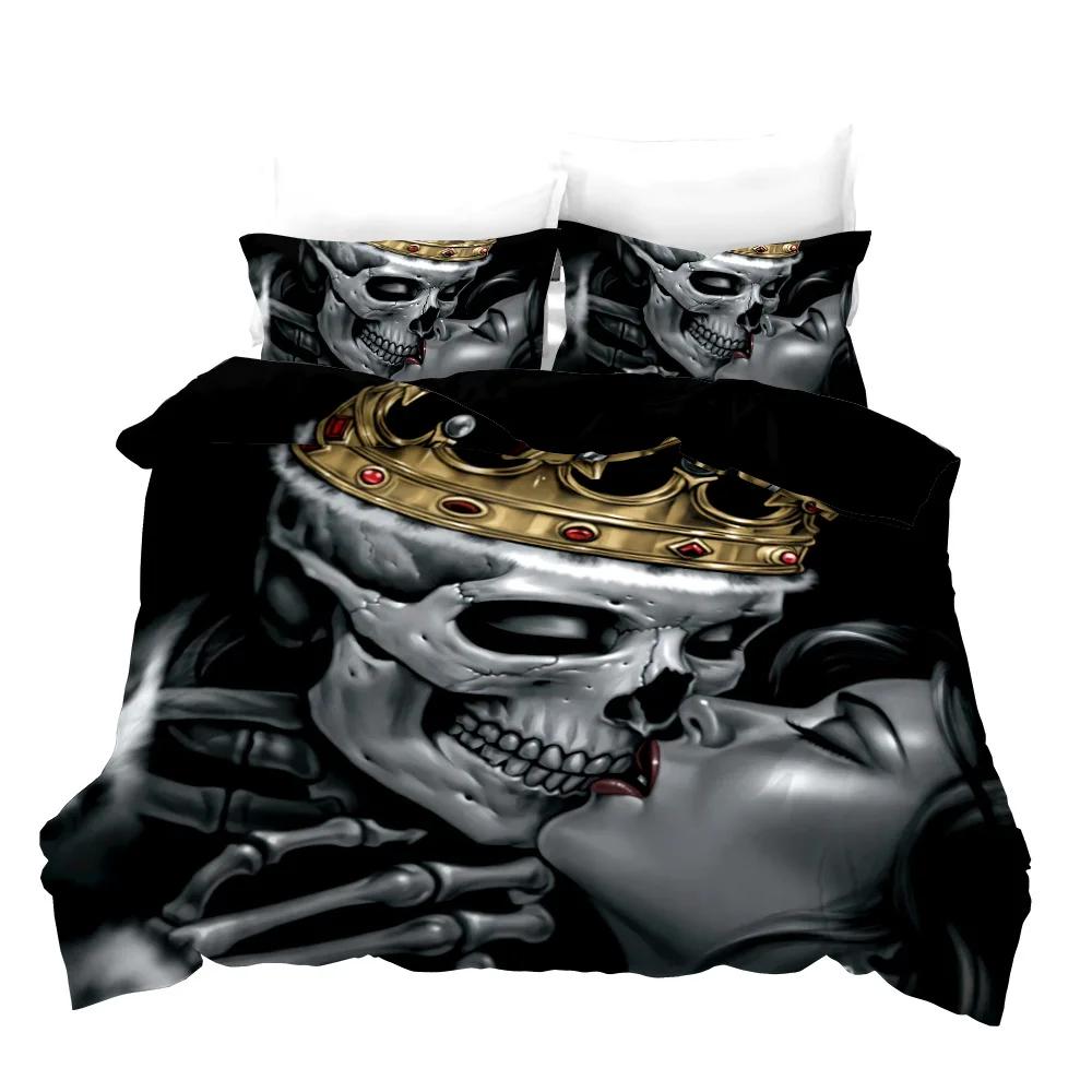 

3D Print Halloween Skulls Roupa De Cama Bedclothes Happy Halloween Quilt Cover Set Cover Us Queen 228X228Cm Bed Set Drop Ship EU single(135x200cm)