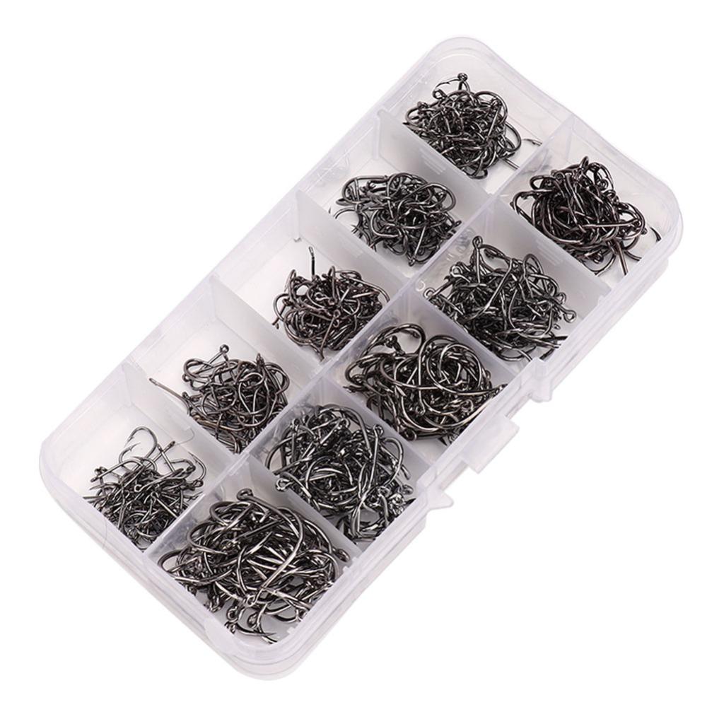 500PCS 3#-12# Barbed Fishing Hooks High Carbon Steel Fishing Hooks  Catfish Fishing
