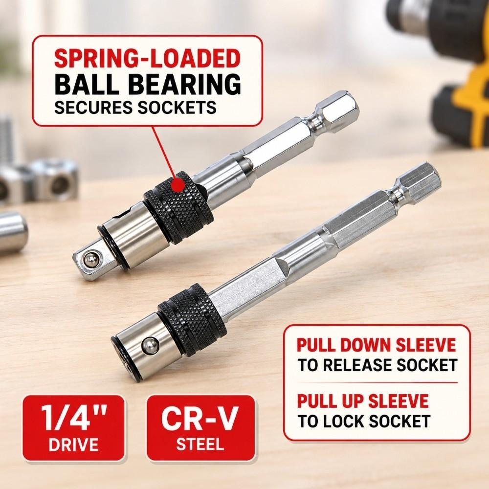 2pcs 1/4 Inch Hex Hex Bit Socket Adapter Rapid Switching Impact Driver Adapter For Impact Drills
