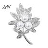 Secure Clasp Brooch Vintage Rhinestone Leaf Brooch, Faux Pearl Leaves Lapel Pin, Sweater Decorative Pin Cardigan Coat Suit Scarf Decoration,