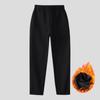 Kids' Navy Blue Sports Pants with Plush Lining, Autumn-Winter School Uniform, Loose Fit, Straight Leg for Boys and Girls