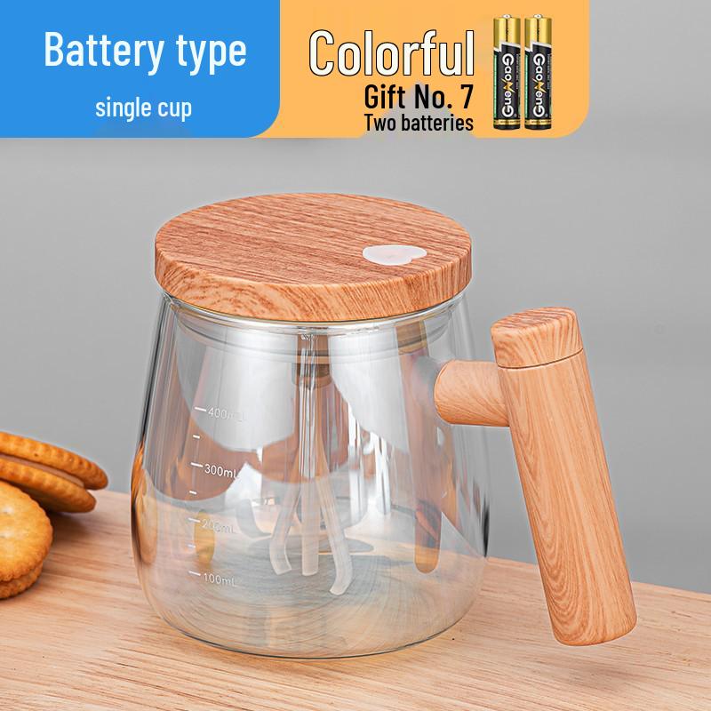 Tazza in Vetro con Mescolatore Automatico e Coperchio per Caffè, Latte e Latte di Soia