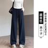 Womens Wide Leg Straight Cut Pants 2026 Fall Thick Fleece Lined Loose Fit High Waist Comfortable Casual Trousers