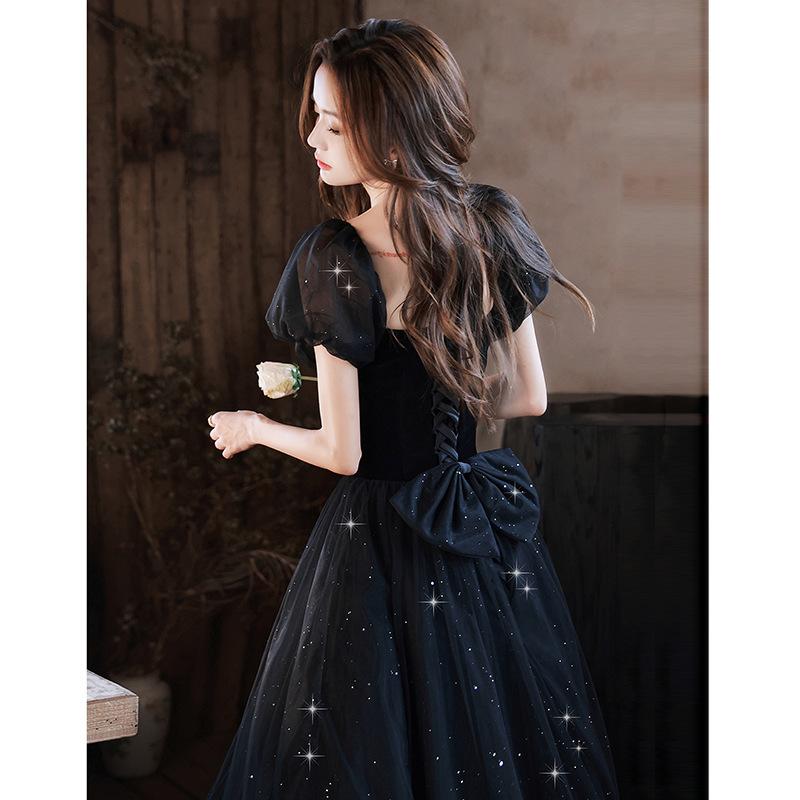 Black Evening Dress Dress 1011 New Light Luxury Niche Temperament Banquet Host Celebrity Dress Annual Meeting Dress