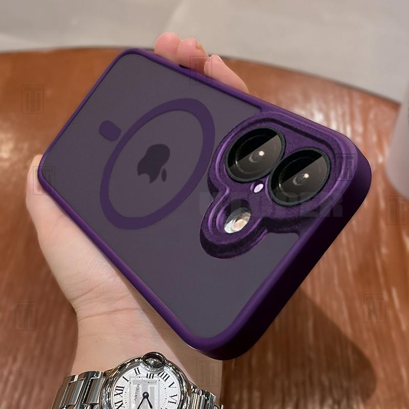 New Black Frosting Translucent Antiskid Case for iPhone 16 15 14 13 12 11 Pro Max Plus Lens Protect Magsafe Magnetic Matte Cover