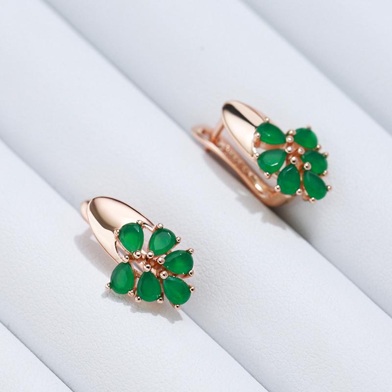 Emerald Cut Natural Zircon Women Drop Earrings Unique  Rose Gold Color Earrings High Quality Daily Fine Jewelry