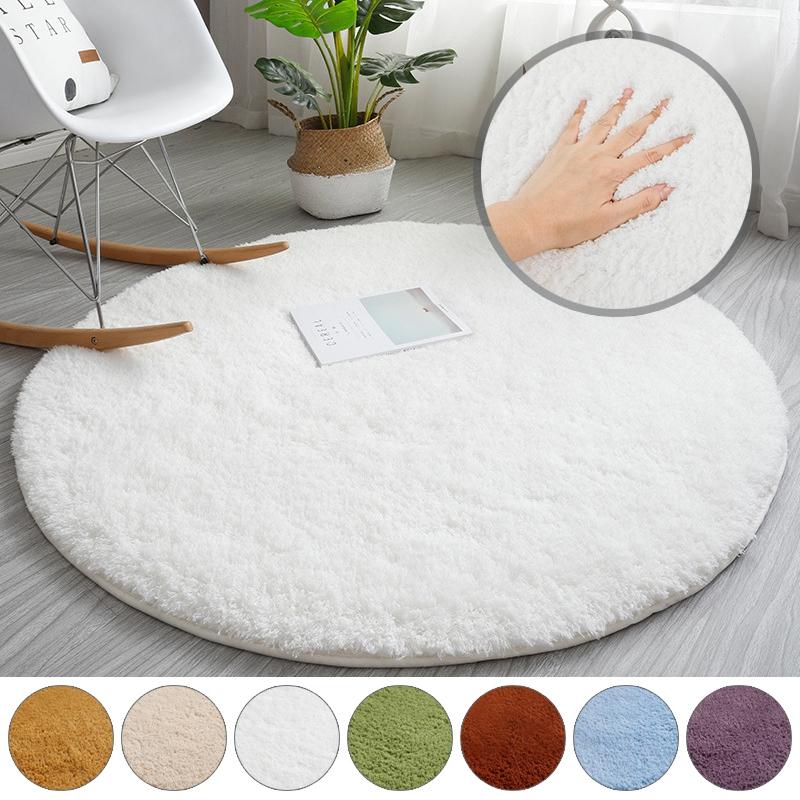 Plush Round Rug Rug Living Room Modern Kid Bedroom FloorPlay Area Mat Bedside Carpet Non Slip Floor Mat Home Decor Alfombra