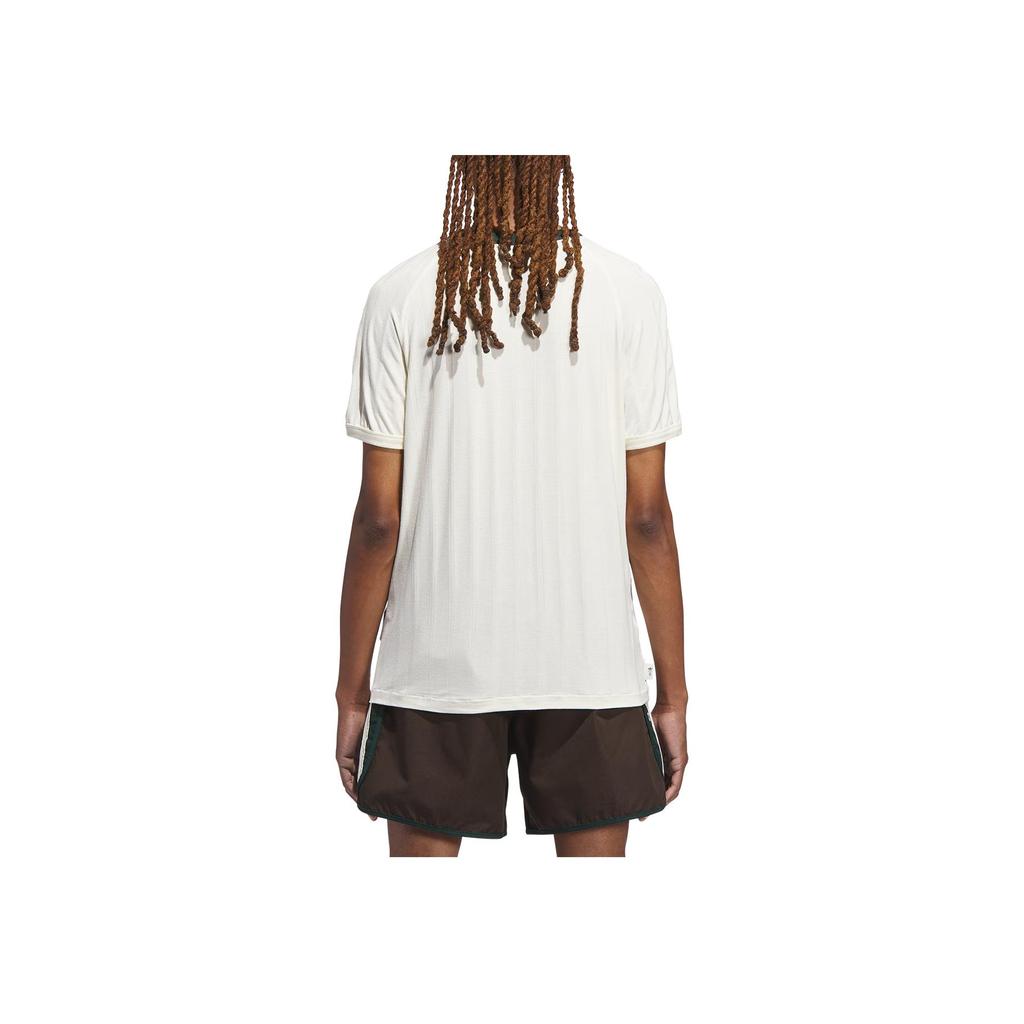 Adidas Originals X CLOT Ribbed Short Sleeve T-Shirt Unisex Casual Top Cream White/Green Night JN7728