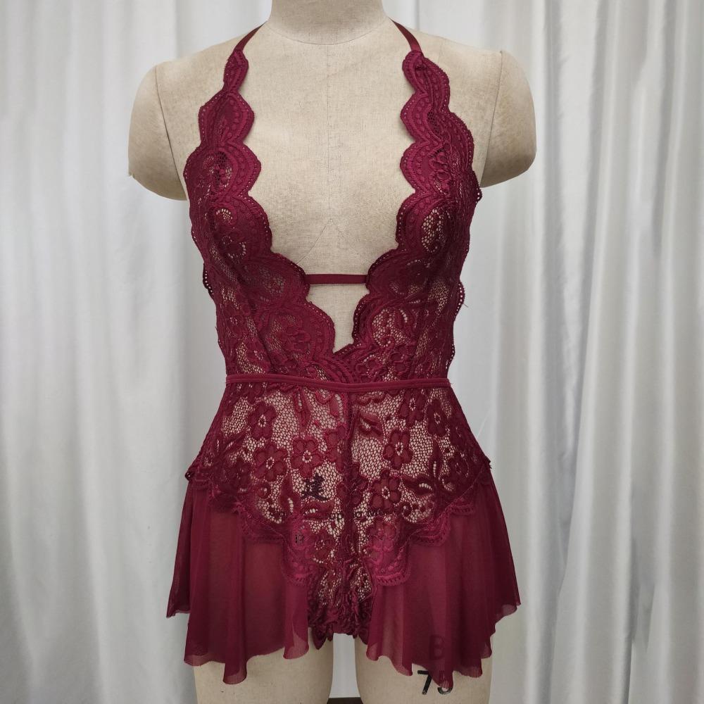 Hanging Neck Sexy Clothing Dress Camisole Lace Corset Skirt Elegant Sexy Lace Bodysuit Ladies