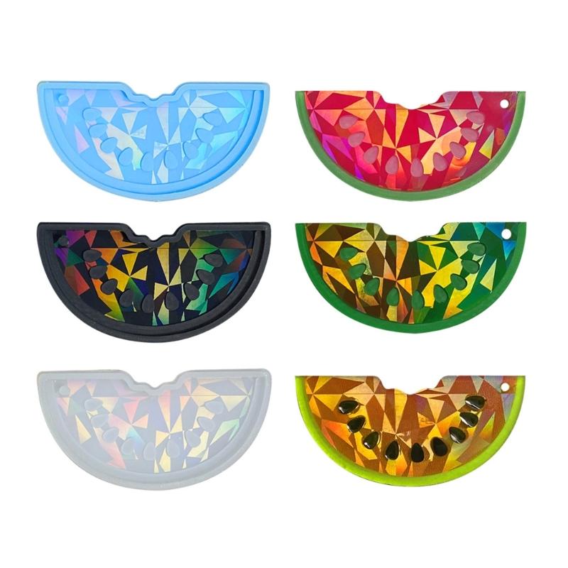 Holographic Watermelon Mold Pendant Silicone Mold DIY Shiny Watermelon Shape Keychain Crystal Epoxy Resin Mold Decor