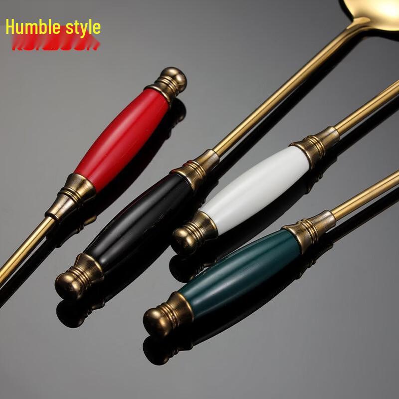 Qianxing European Retro Ceramic Handle Stainless Steel Coffee Stirring Spoons