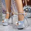 High Quality Patent Leather Platform Sandals Women Sexy Open Toe Buckle Strap Thin High Heels Summer Elegant Wedding PartyShoes