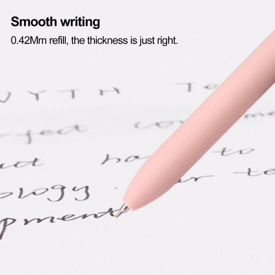 5Pcs 0.42mm Nib Comfortable Grip Spring Touch Gel Pens Quick Drying Retractable Ink Pens Office Supplies