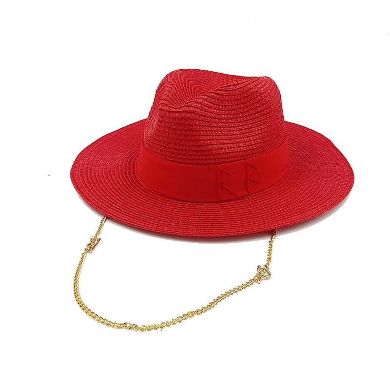 

Summer hat salty grass straw hat letter convex top sun hat female summer Panama jazz hat outdoor vacation beach sun hat sal 56-58cm