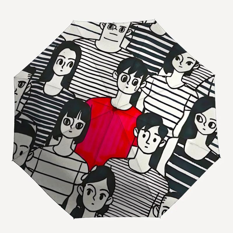

1pc Group Portrait Automatic Folding Umbrella - Compact 8-Rib Design, Durable Plastic & Iron, Lightweight for Outdoor Daily Use064