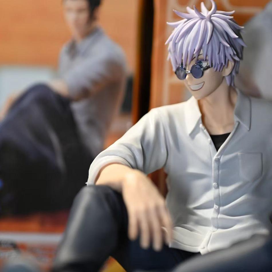 10CM Jujutsu Kaisen Anime Satoru Gojo & Geto Suguru Yumemirize Sitting Posture Action Figure Genuine Model Figurine Toy