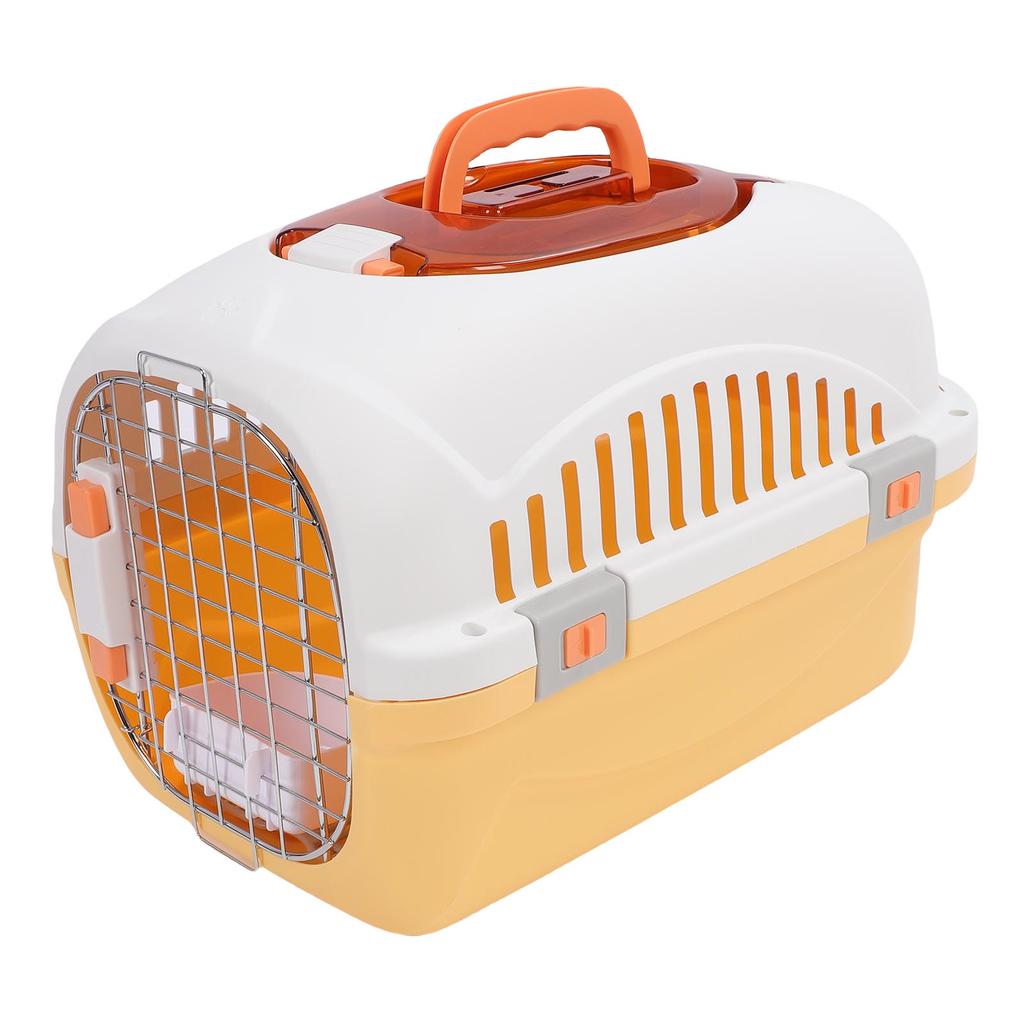 Plastic Pet Kennel Top Window Detachable Travel Dog Crate Cat Carrier with Handle Airline Friendly Yellow