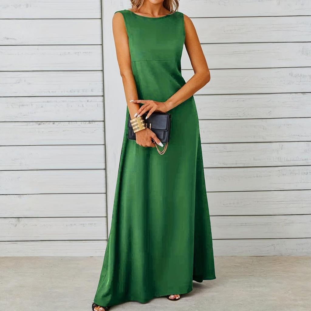 Ladies' Casual Loose Sleeveless Round Neck Vest Dress