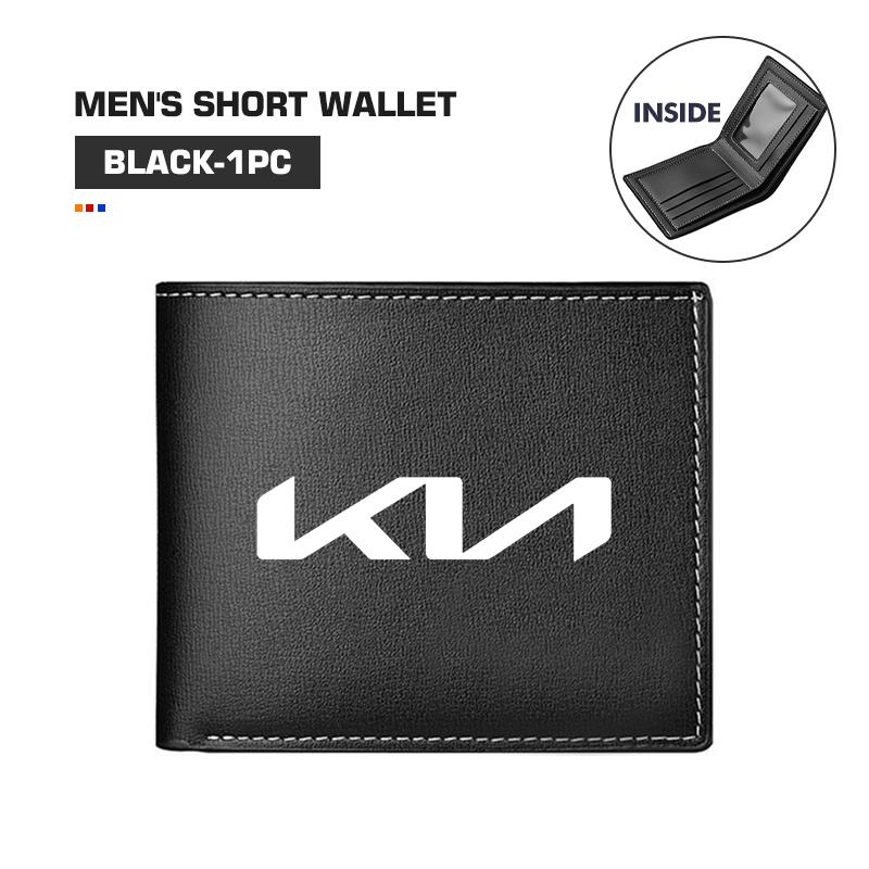 SBHX3 Leather Car Short Men Wallet Purse With Card Holder License Accessories For KIA K5 K2 Optima Soul Spectra Niro Cadenza Sephia